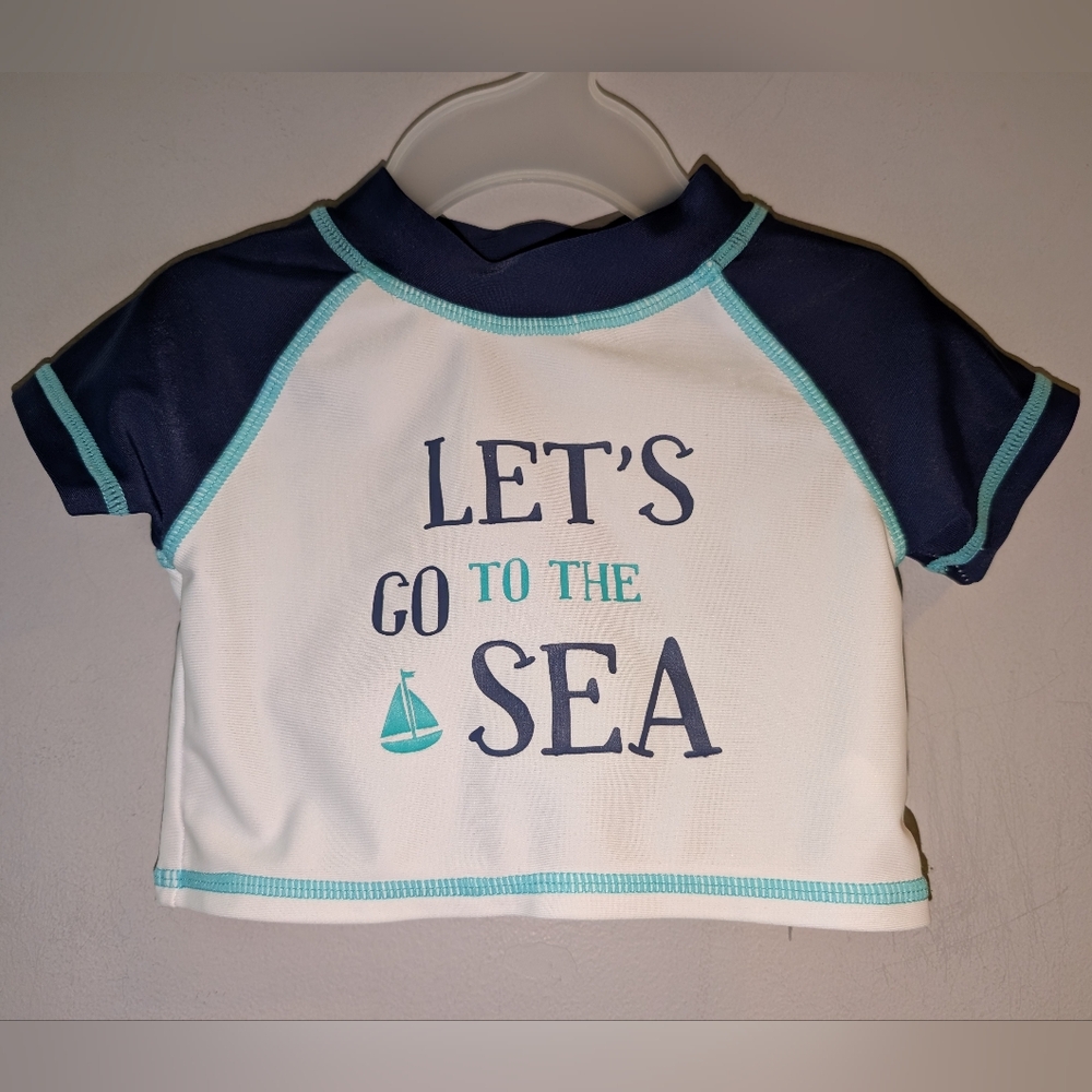 ⛵ Koala Kids Navy White Nautical Themed  Swim Shirt Rashguard Baby 0-3 Months